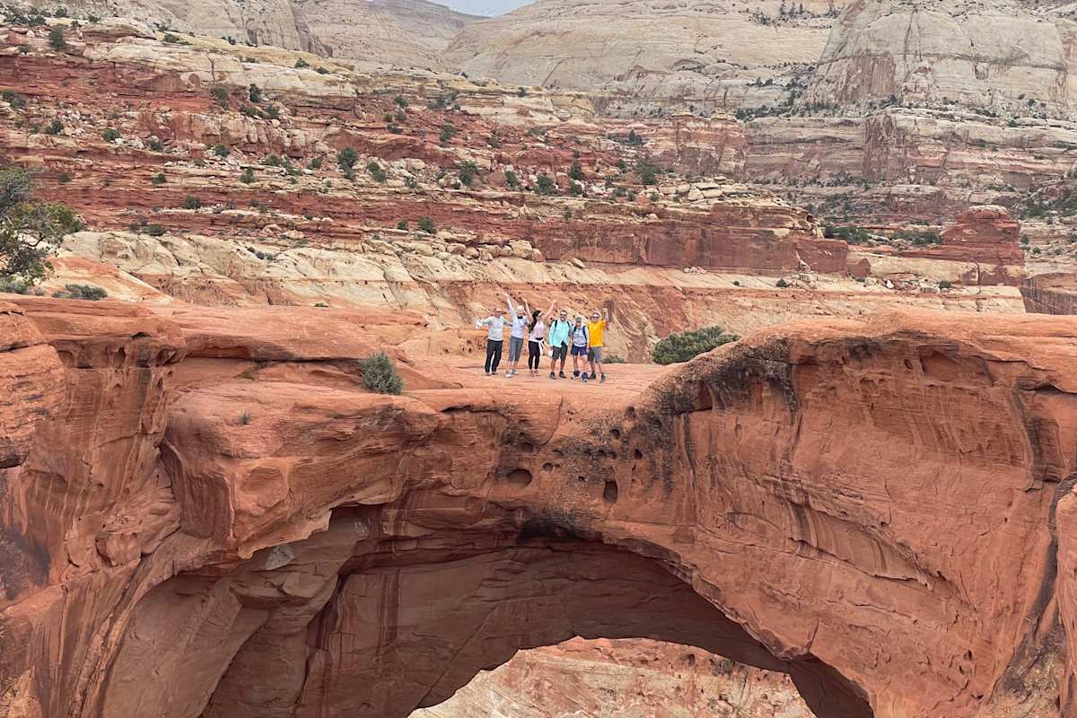 An Austin Adventures pausing for a photo in Arches National Park